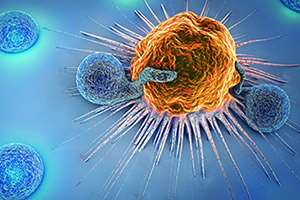 A microscopic image of a CAR T-cell