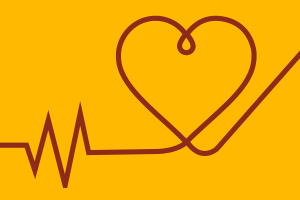 Line art of heartbeat and heart shape