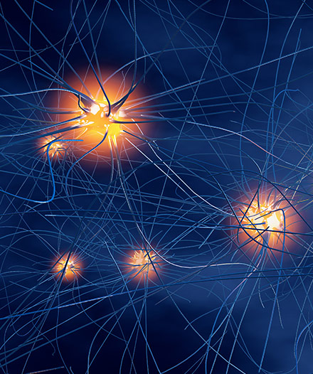 3d illustration of transmitting synapse,neuron or nerve cell.